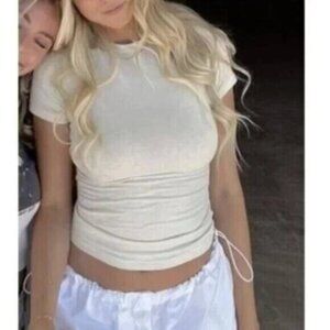 SKIMS Stretch Cotton Tee in Bone Size X-Small